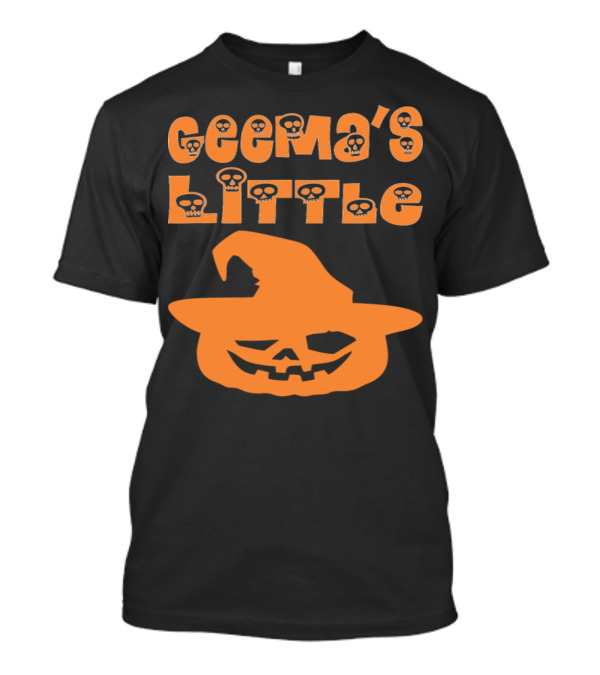 Geema's Little Pumpkin Halloween Skull And Witch Hat Jack-O'-Lantern T-Shirt