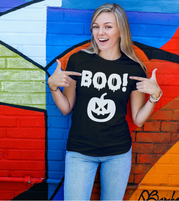 Boo Pumpkin Jack-O'-Lantern Halloween T-Shirt