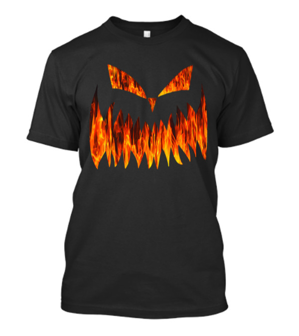 Halloween Pumpkin Fire Face With Fiery Flames T-Shirt