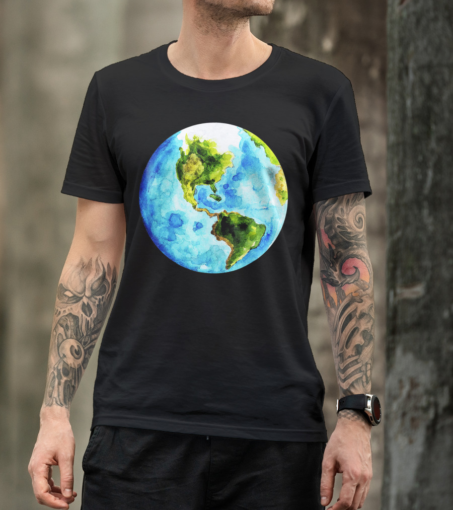 Earth Day Love Earth Watercolor Planet Earth T-Shirt