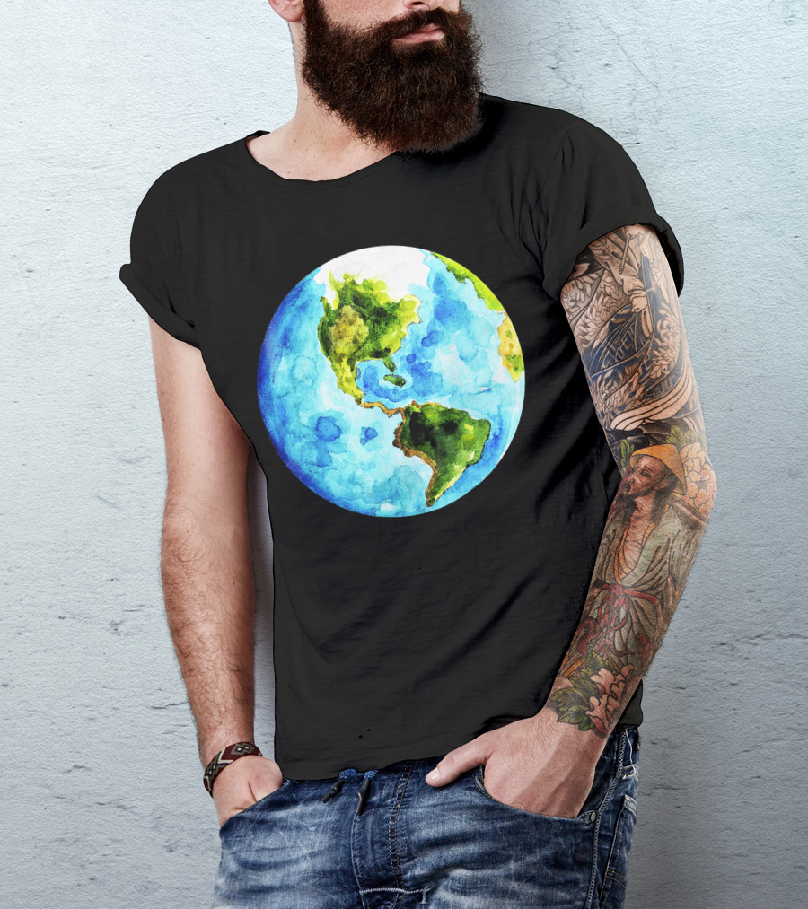 Earth Day Love Earth Watercolor Planet Earth T-Shirt