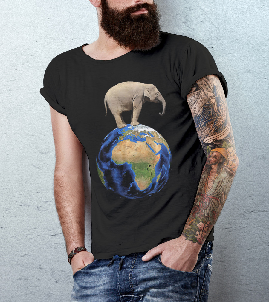 Elephant Standing On Earth Animal Conservation Earth Day T-Shirt