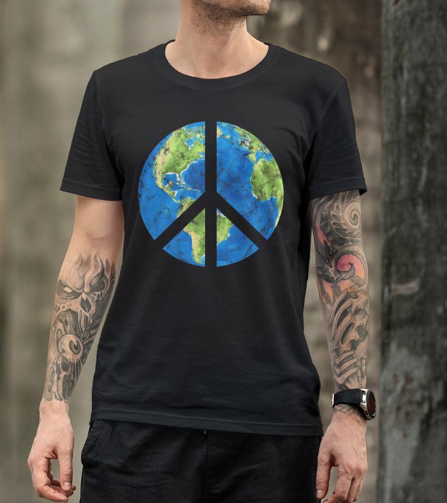 Peace On Earth Globe Peace Sign T-Shirt