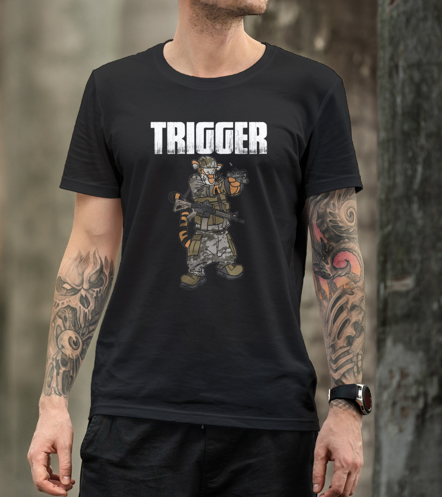 Tactical Trigger Tiger In Military Gear T-Shirt