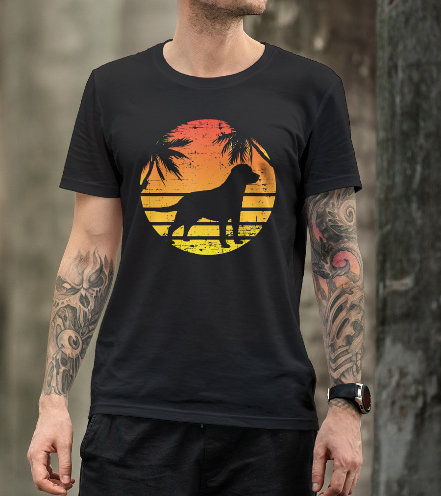Vintage Labrador Retriever Sunset Tropical T-Shirt