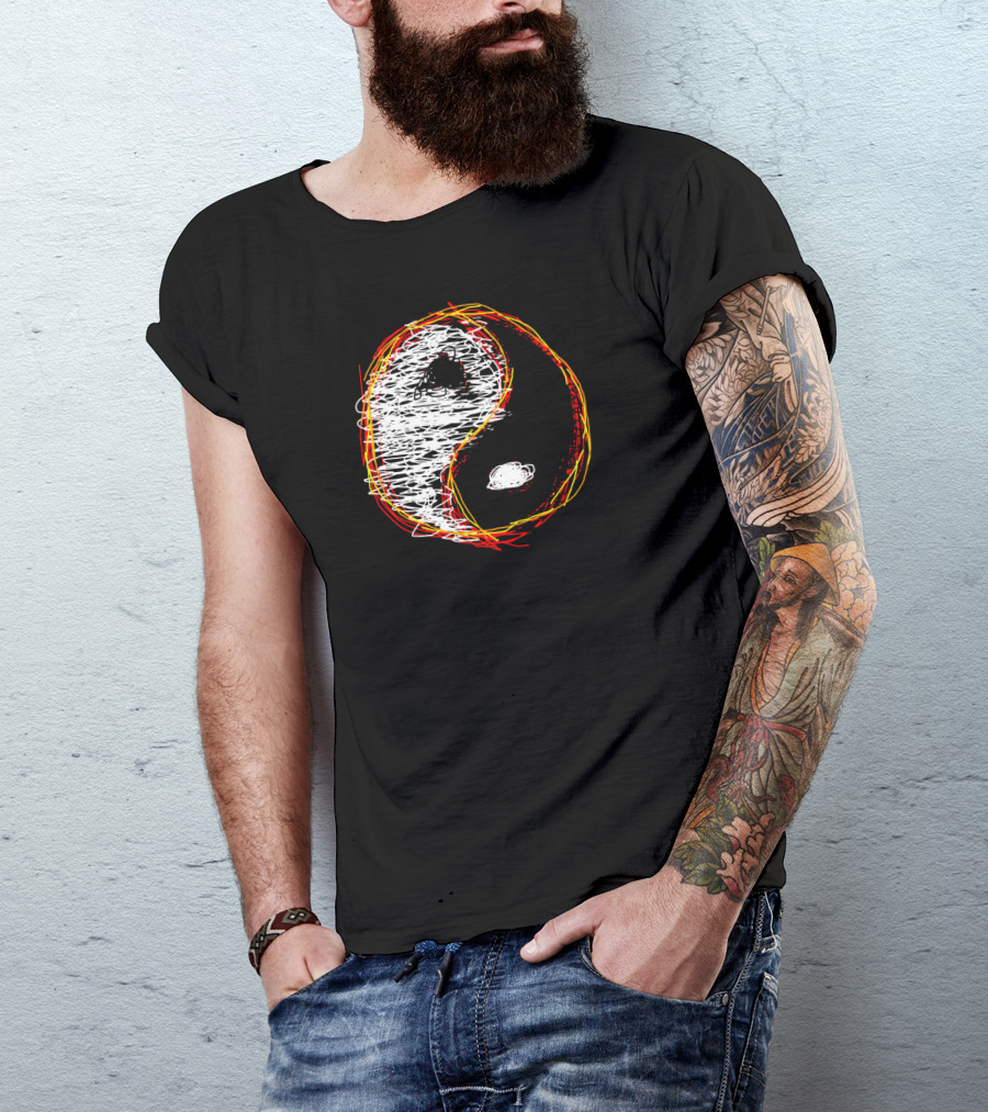 Yin Yang Revenge Scribble Art Symbol With Colorful Outline T-Shirt