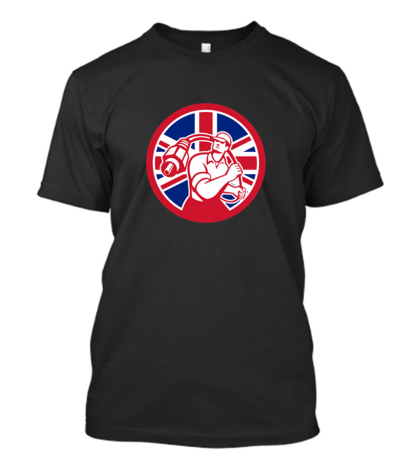 British Cable Installer Icon Union Jack Flag Background T-Shirt