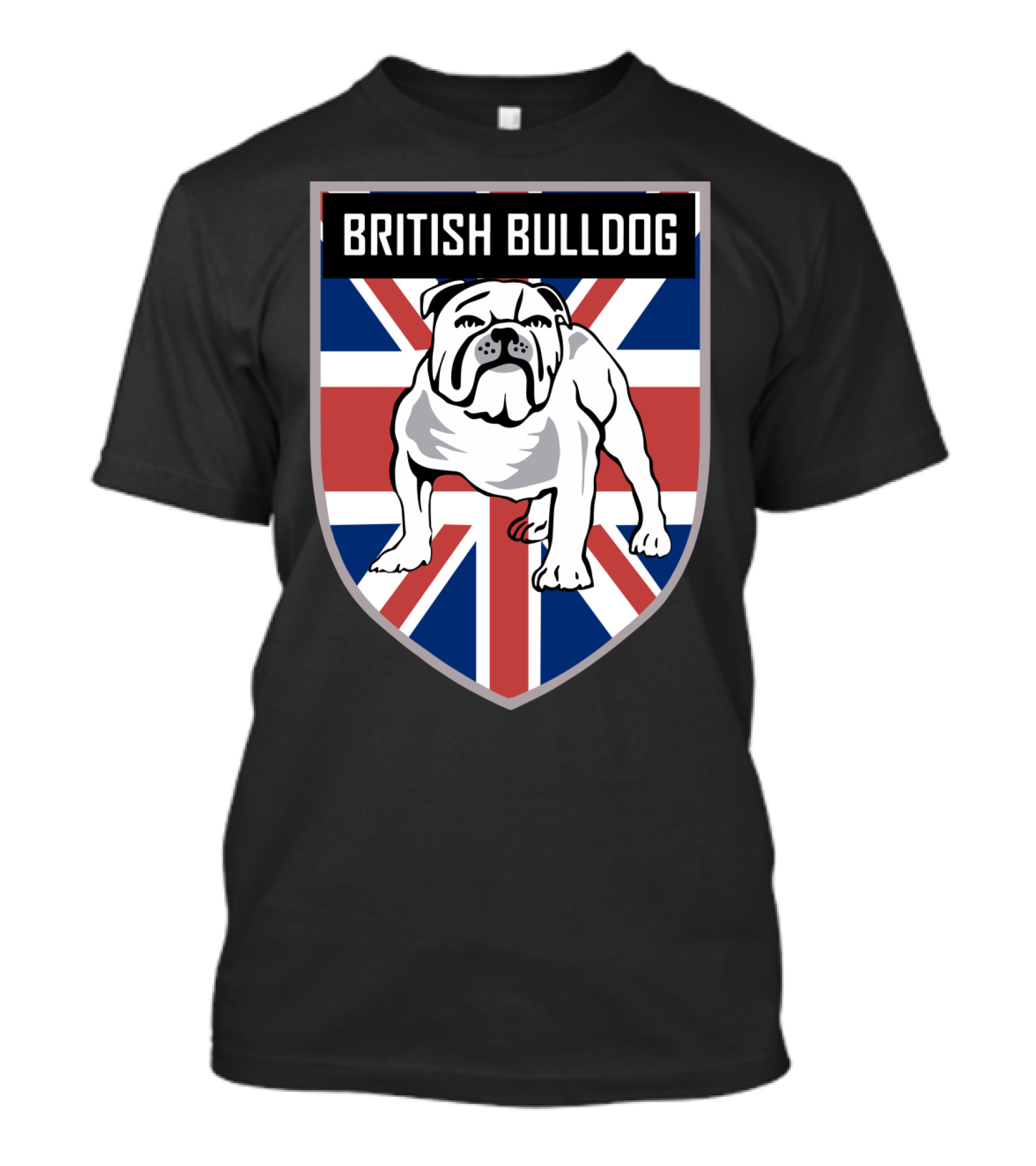 British Bulldog Dog Union Jack Shield Emblem T-Shirt