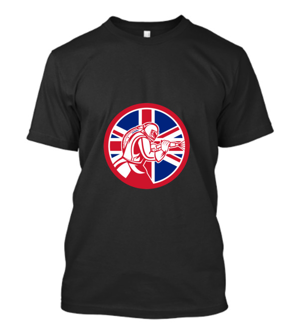 British Sandblaster With Union Jack Flag In Circular Emblem T-Shirt