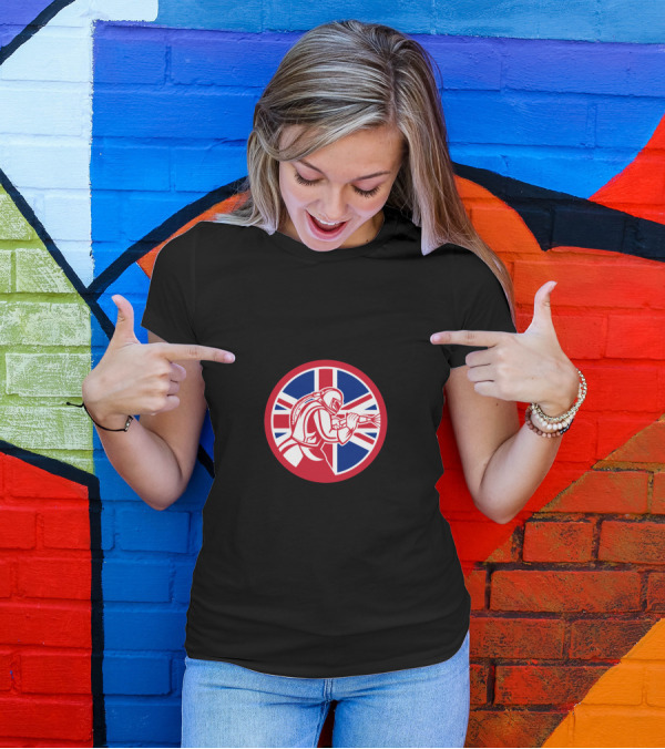 British Sandblaster With Union Jack Flag In Circular Emblem T-Shirt