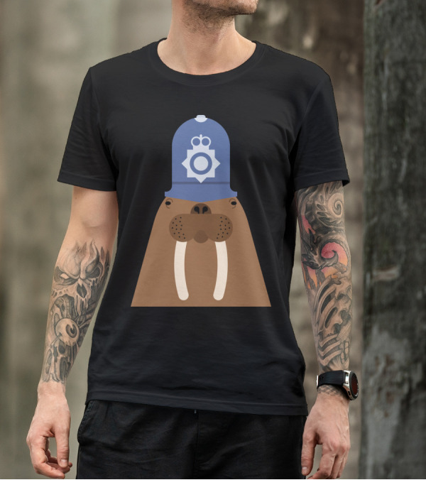 British Policeman Walrus With Long Tusks In Police Cap Sea Antarctica T-Shirt
