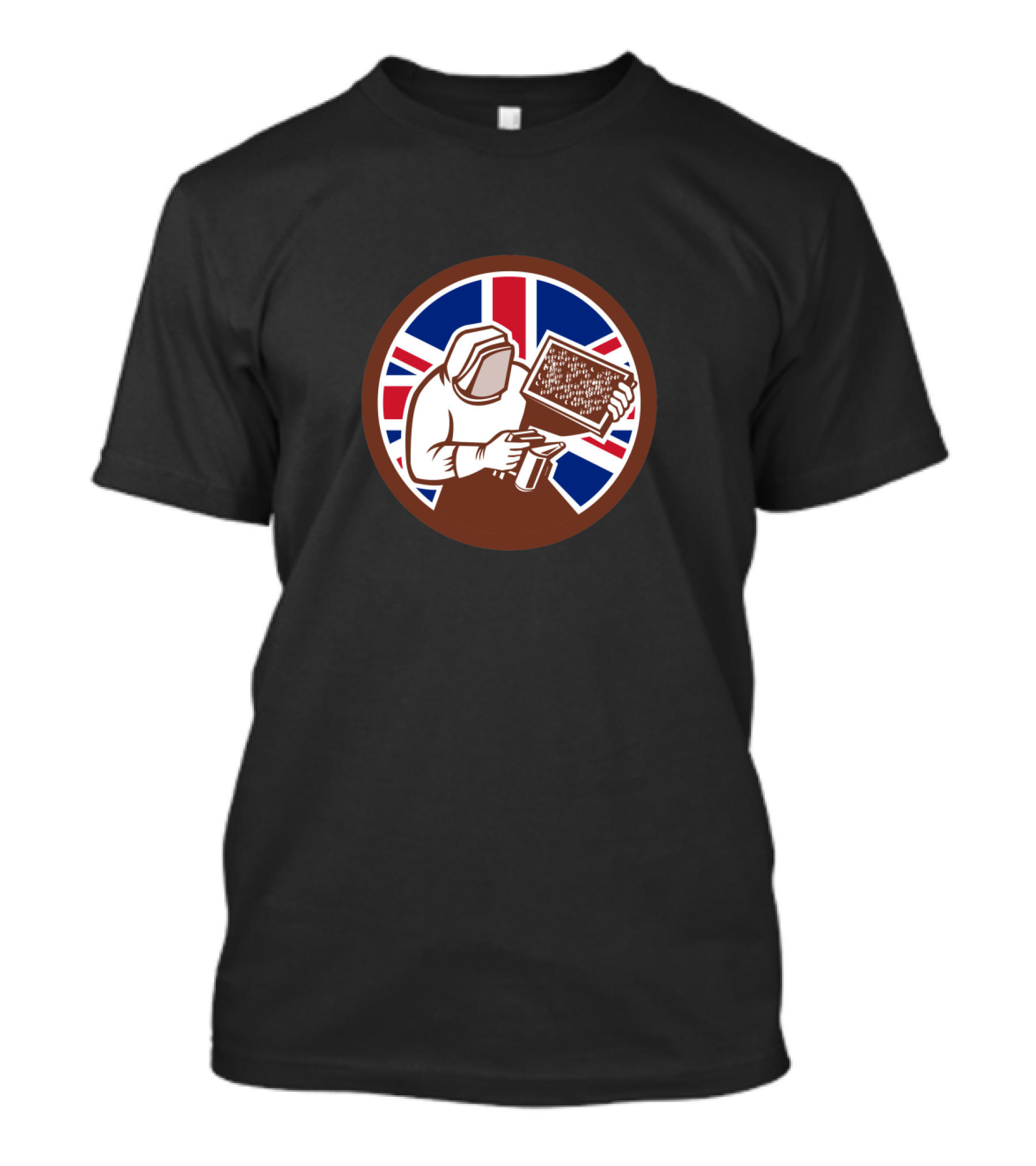 British Beekeeper Union Jack Flag Icon Honeycomb Enthusiast T-Shirt