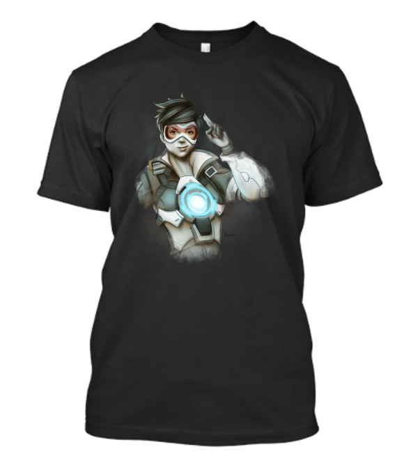 Overwatch Tracer Hero Character Artwork With Light-Up Chest Detail T-Shirt