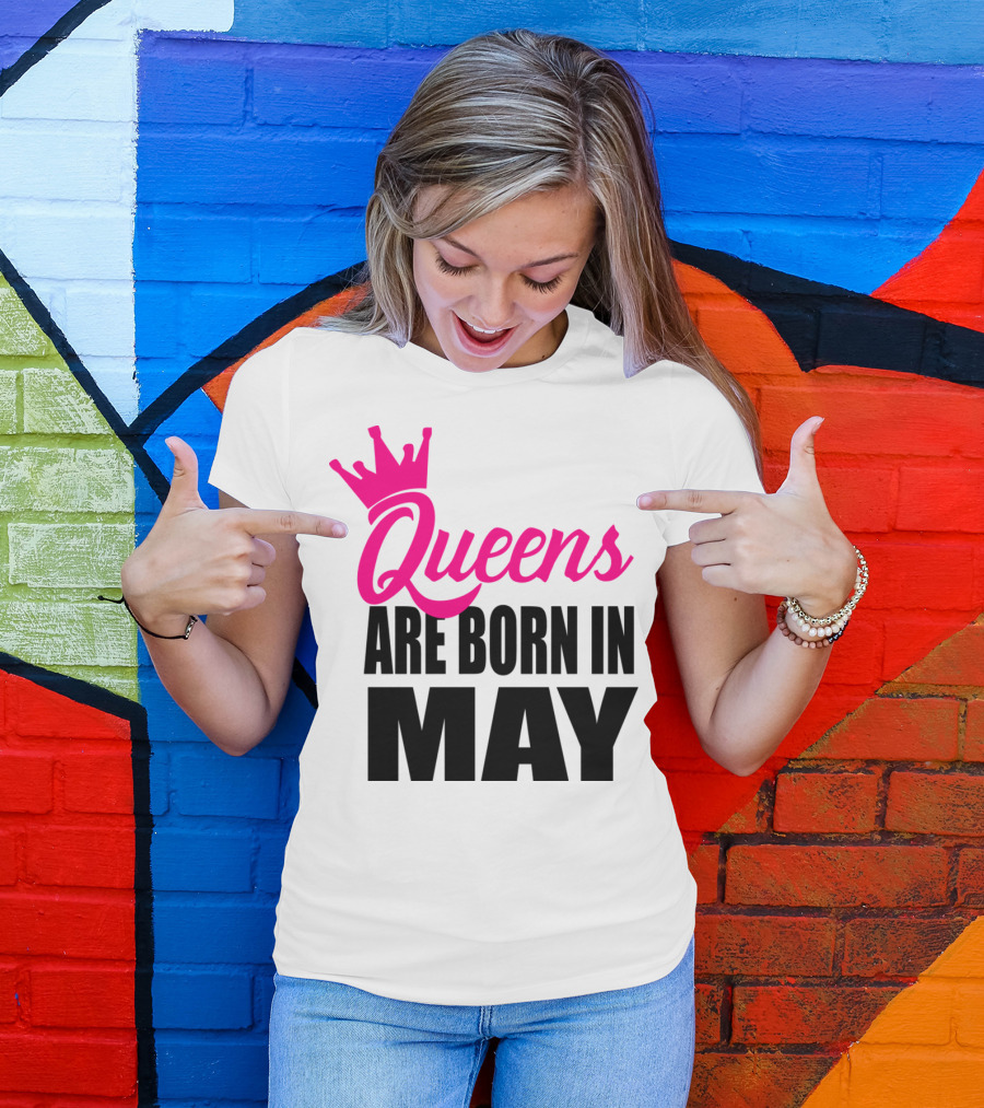 Queens Are Born In May Pink Crown T-Shirt