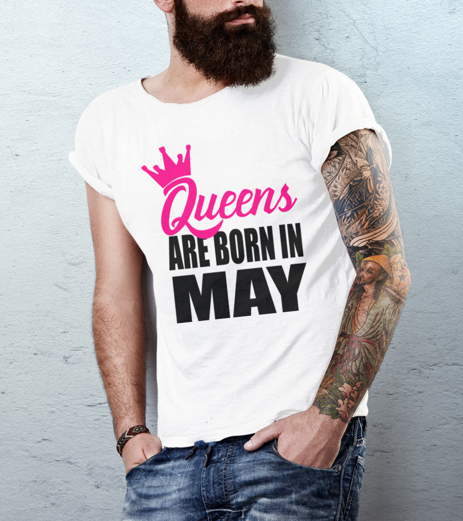 Queens Are Born In May Pink Crown T-Shirt