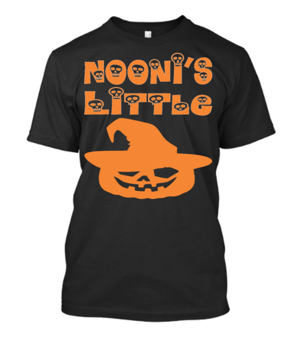 Nooni's Little Pumpkin In Witch Hat With Skull Text T-Shirt