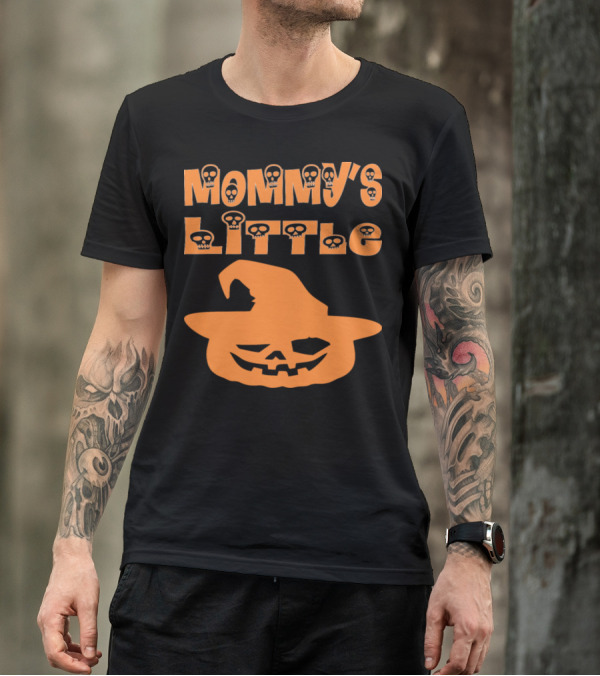 Mommy's Little Pumpkin Halloween Skull Jack-o'-Lantern Hat T-Shirt