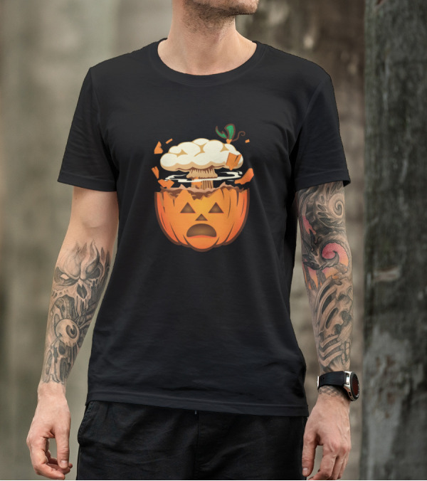 Mindblown Pumpkin Exploding Face With Mushroom Cloud Expression T-Shirt