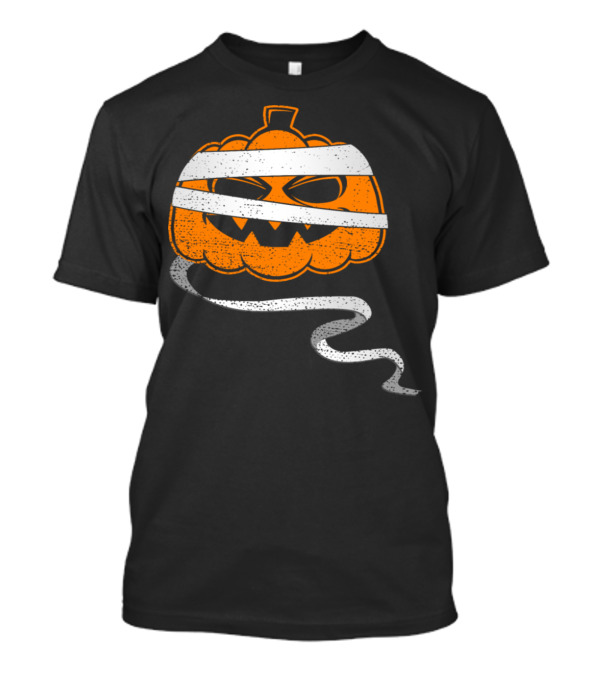 Halloween Wrapped Jack-O'-Lantern Pumpkin Mummy Face T-Shirt