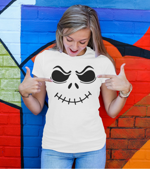 Ghost Pumpkin Face Jack Skellington Smile T-Shirt