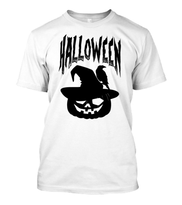 Halloween Pumpkin With Witch Hat And Crow T-Shirt