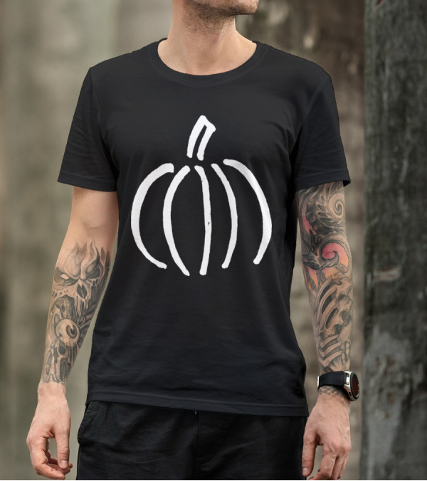 Halloween Comic Sketch Minimalist Pumpkin Drawing T-Shirt