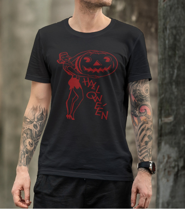 Pin-Up Halloween Queen With Pumpkin T-Shirt