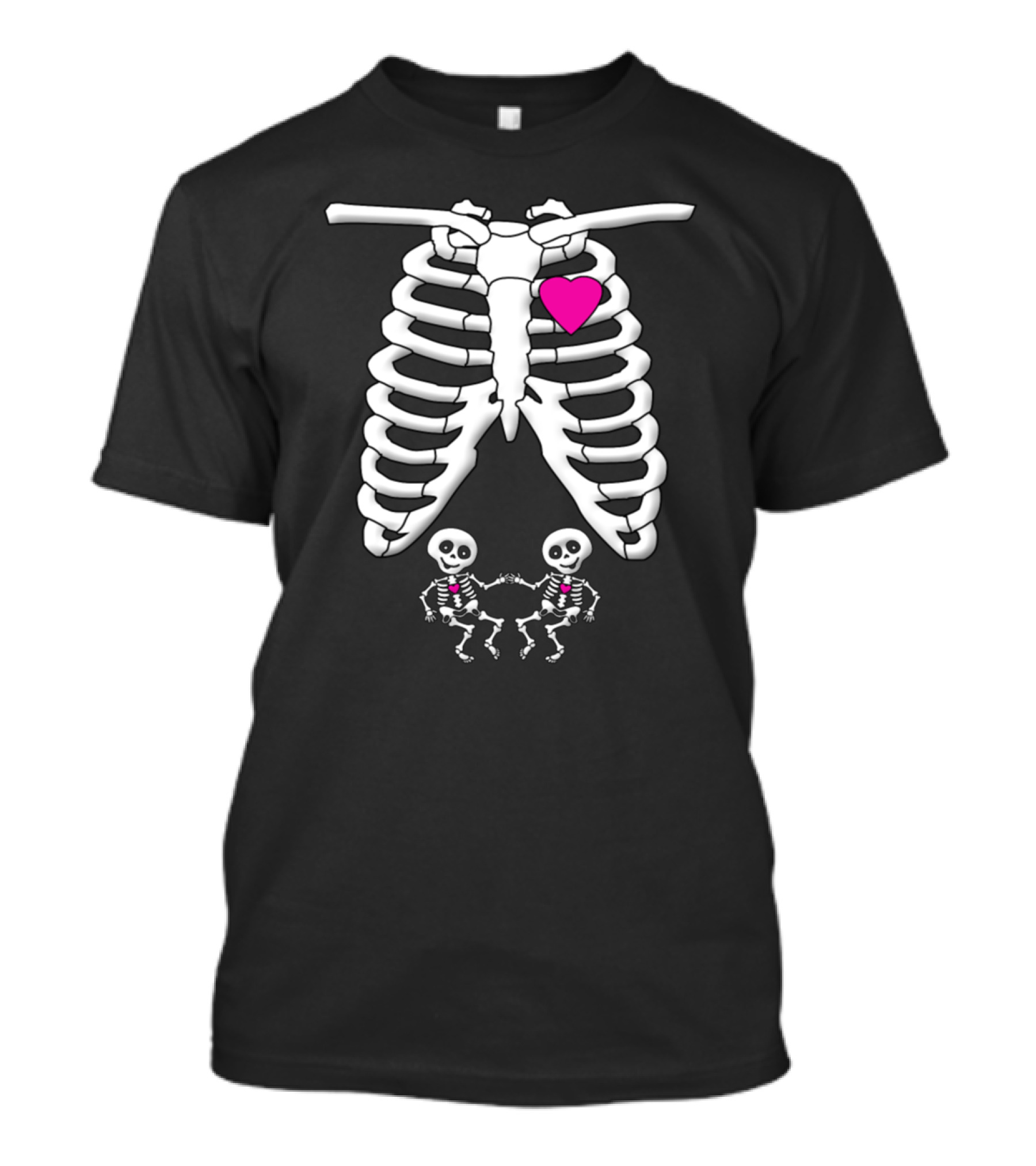 Skeleton Mom With Heart And Twins Baby X-Ray T-Shirt