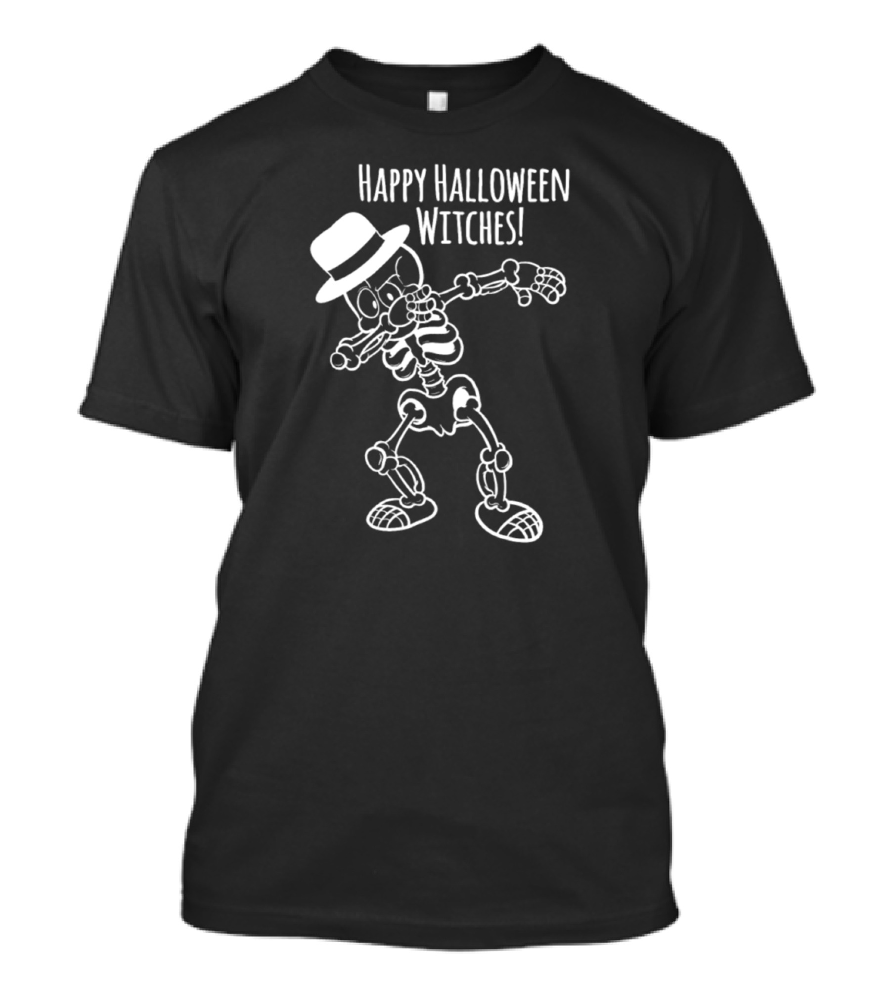 Happy Halloween Witches Dancing Skeleton With Hat T-Shirt