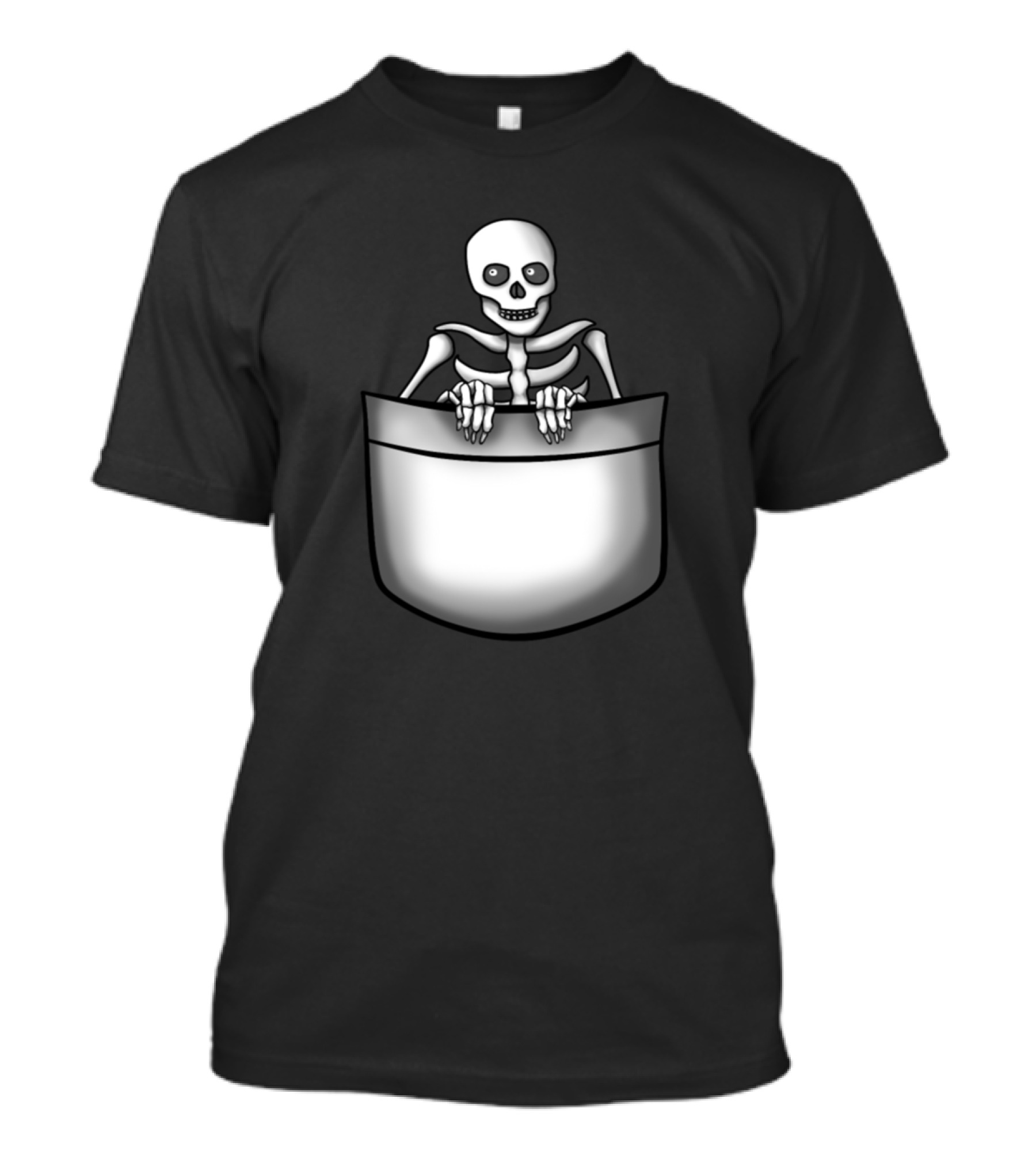 Skeleton Skull Monster Horror Peek Out Pocket T-Shirt