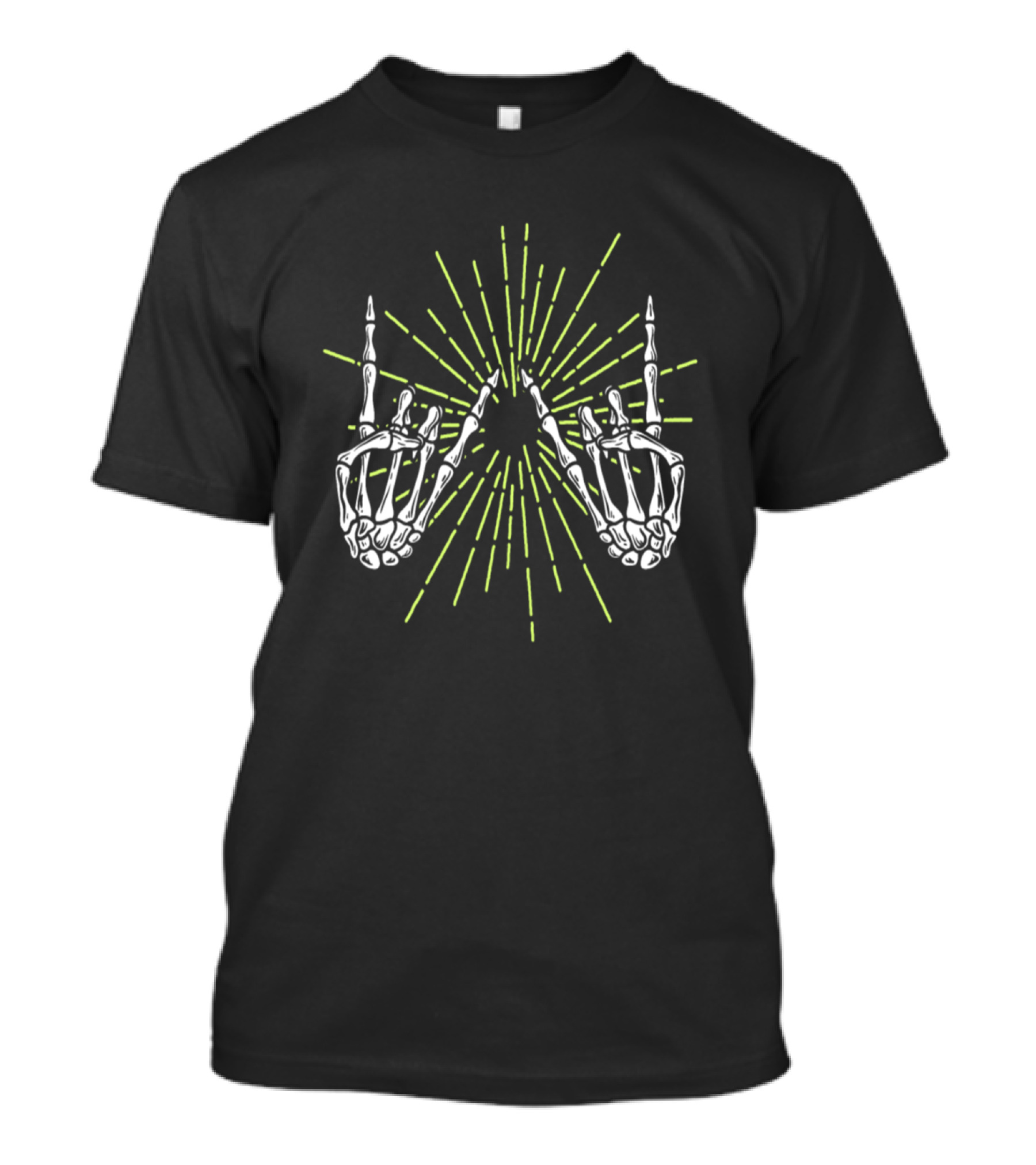 Skeleton Rock Hands Radiating Energy T-Shirt