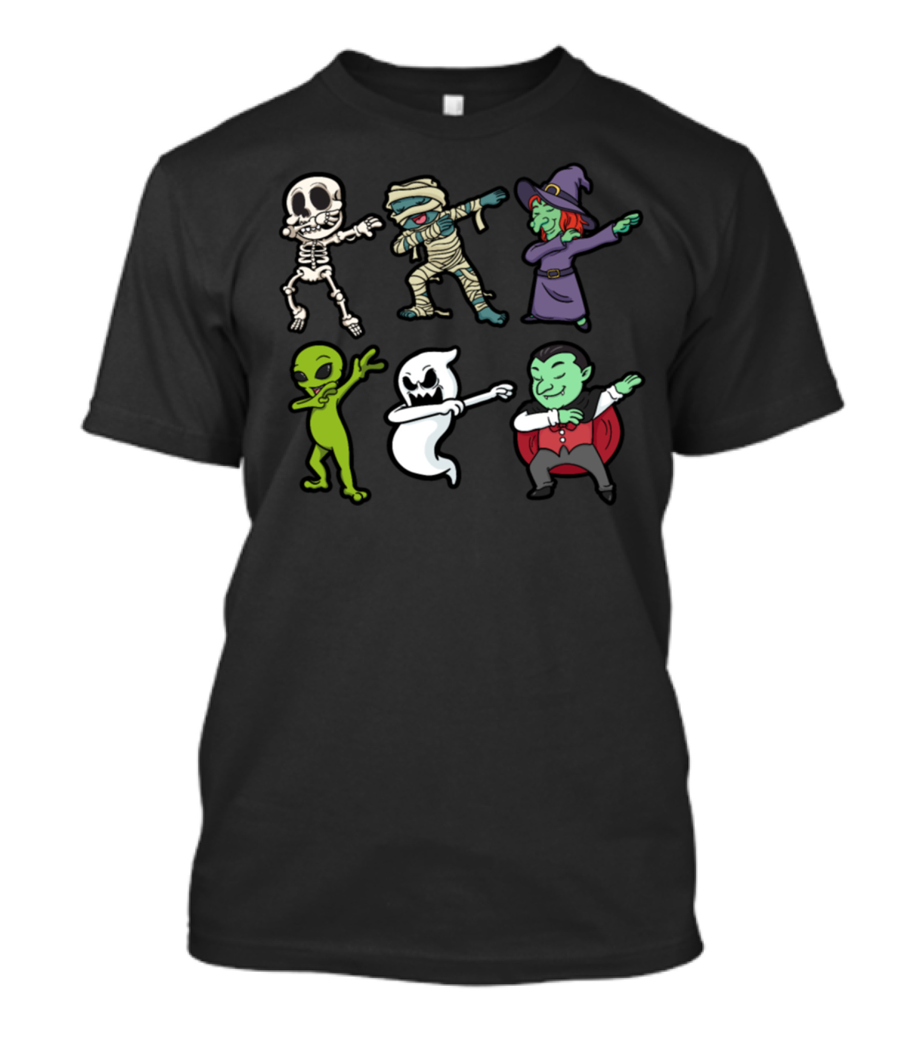 Halloween Skeleton Zombie Witch Alien Ghost Vampire Dabbing Party T-Shirt