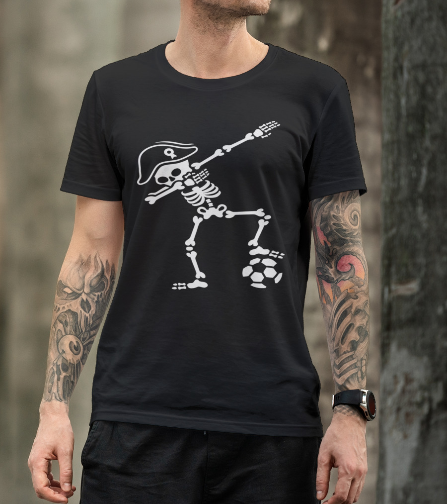 France Dabbing Skeleton Football Soccer Pirate T-Shirt