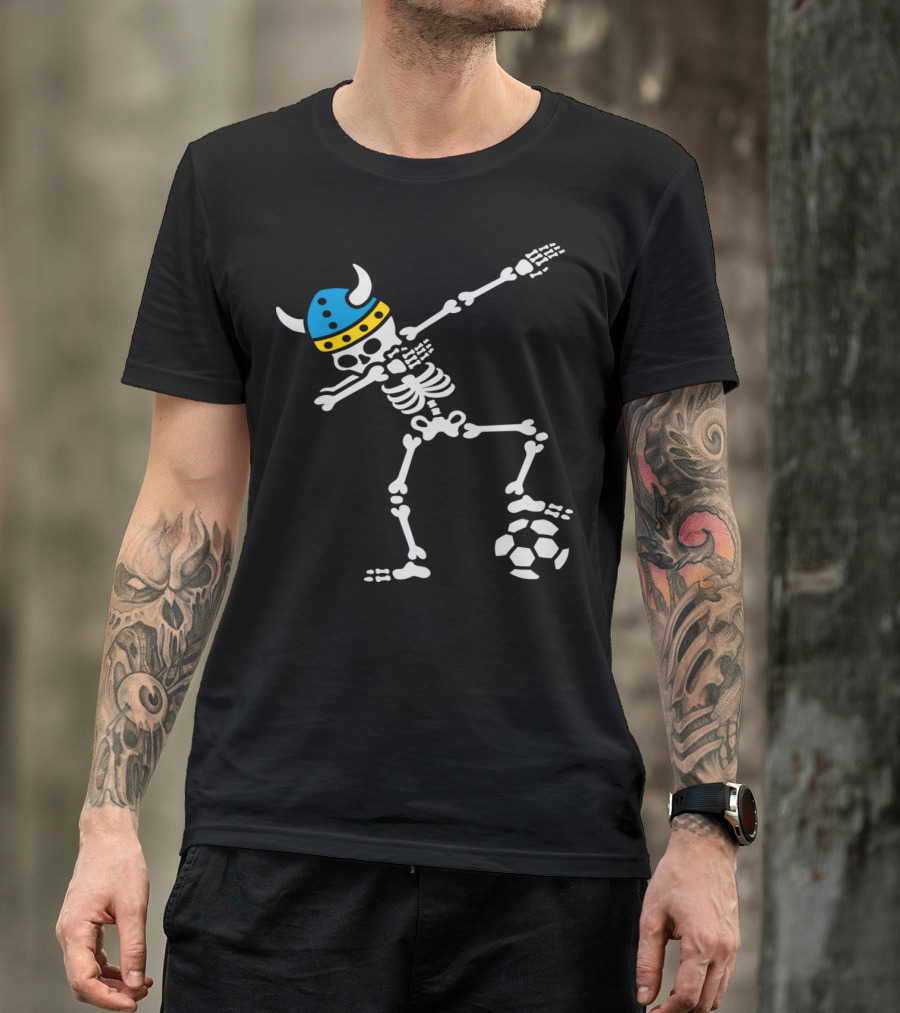 Dabbing Skeleton Viking Sweden Soccer Football T-Shirt