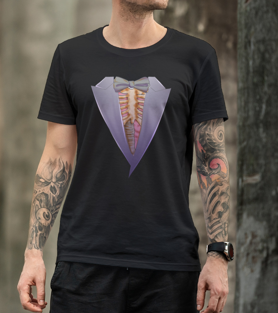 Halloween Skeleton Tuxedo Bow Tie Suit T-Shirt