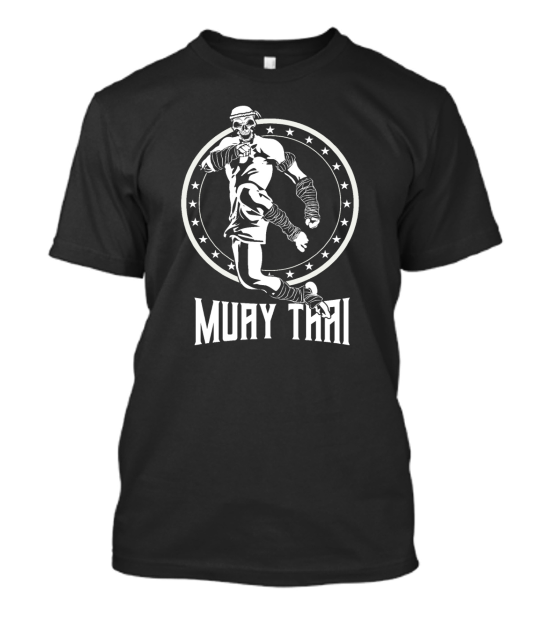 Muay Thai Skeleton Kickboxing Fighter With Star Circle T-Shirt