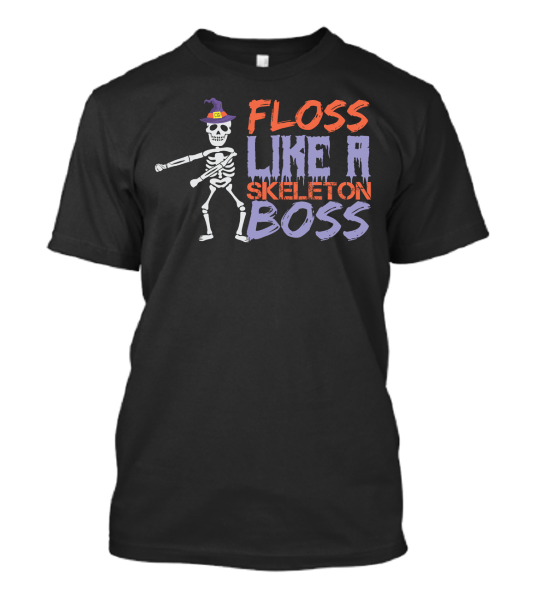Floss Like A Skeleton Boss Halloween Dancing Skeleton With Witch Hat T-Shirt