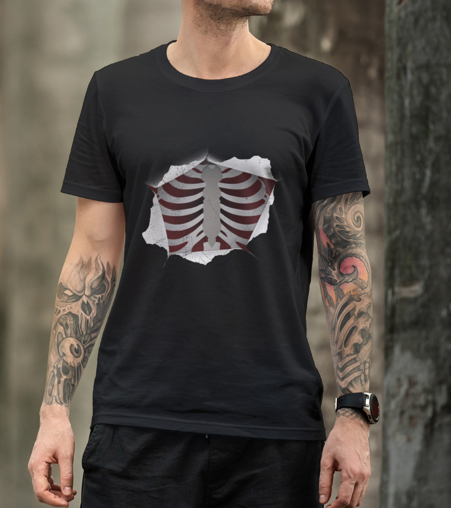 Skeleton Inside Funny Halloween Ribcage Zombie T-Shirt