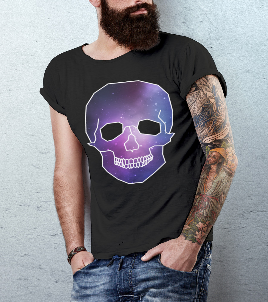 Geometric Skull Low Poly Galaxy Skeleton T-Shirt