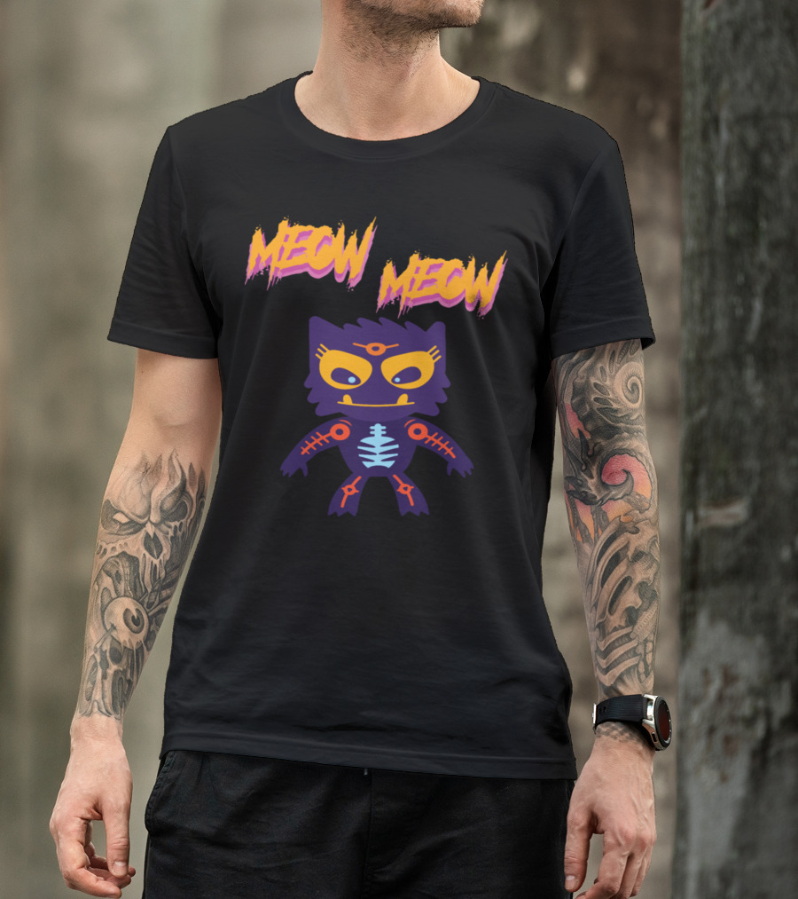 Meow Meow Halloween Cat Kitten Skeleton Zombie Cat T-Shirt