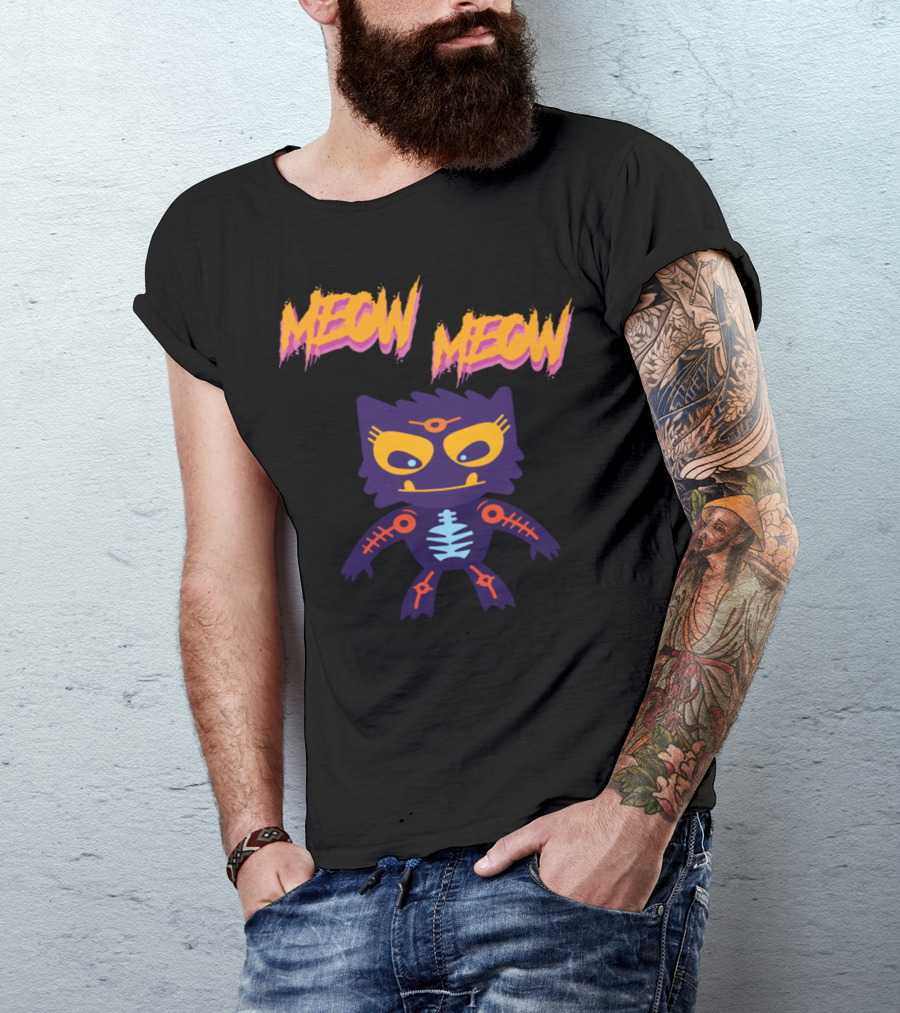 Meow Meow Halloween Cat Kitten Skeleton Zombie Cat T-Shirt