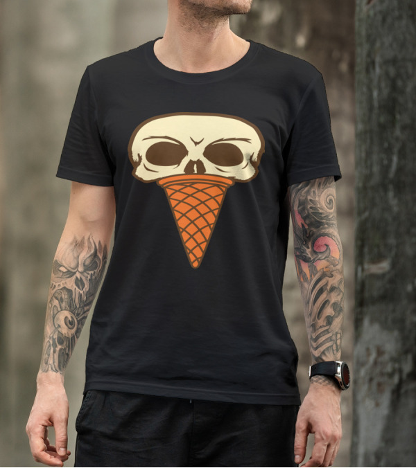 Ice Skull Skeleton Creepy Cone T-Shirt