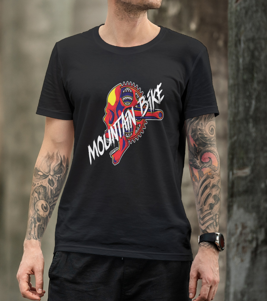 Mountain Bike Skull Skeleton Crankset T-Shirt