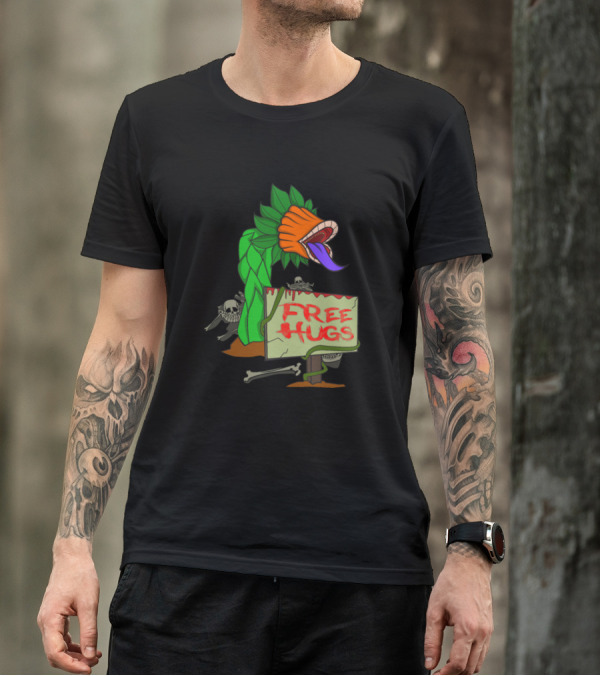 Free Hugs Man-Eating Plant With Skeletons T-Shirt