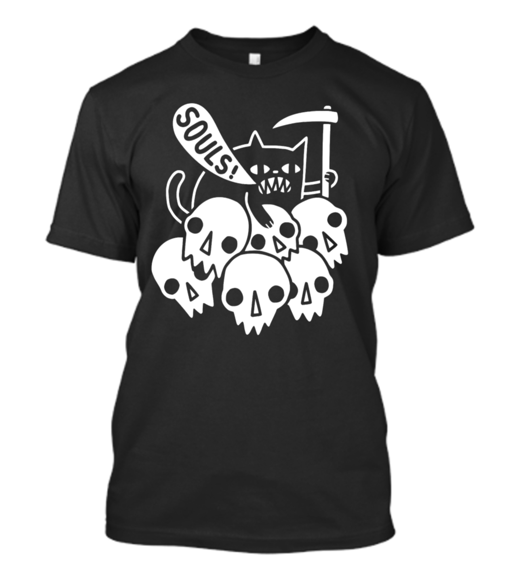 Souls Cat With Scythe On Skulls T-Shirt