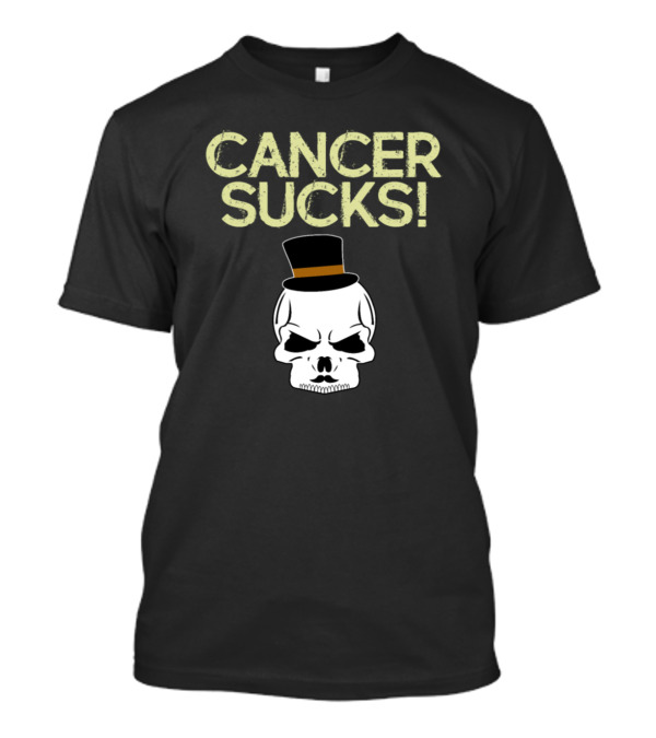 CANCER SUCKS Skull Top Hat T-Shirt