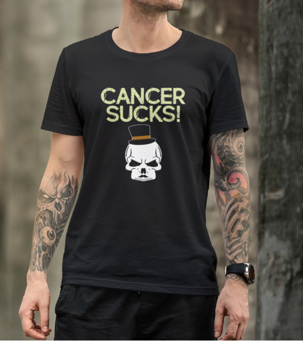 CANCER SUCKS Skull Top Hat T-Shirt