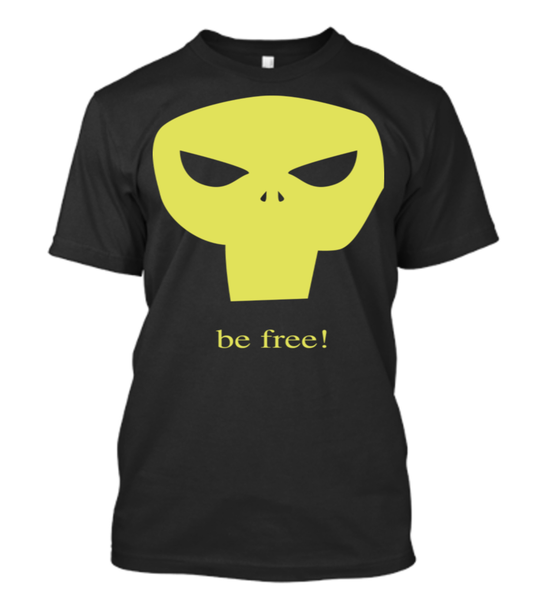 Be Free Skull Icon Bold Yellow Face T-Shirt