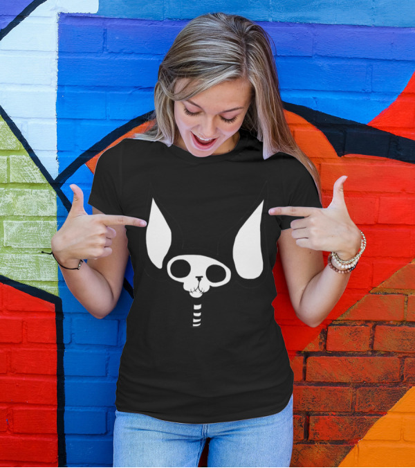 SphynxieBonez Skull With Long Ears And Neck T-Shirt