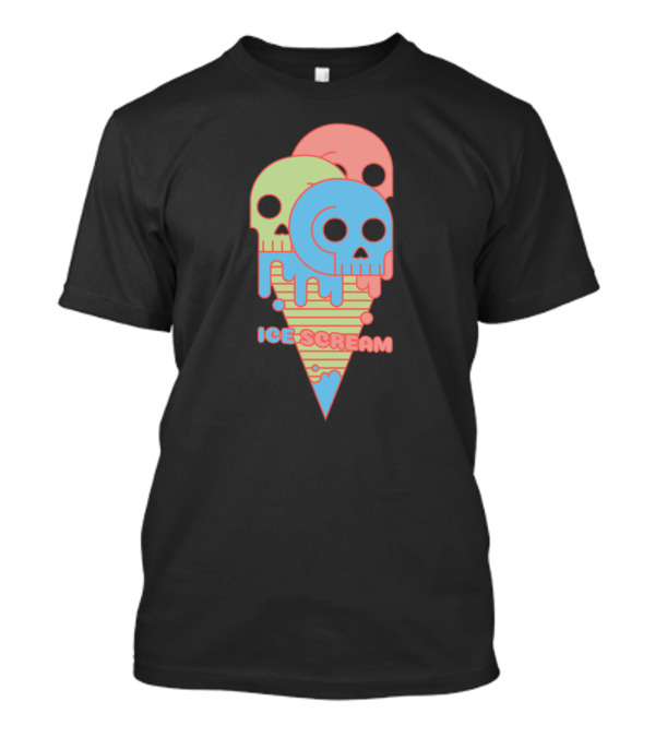 Ice Scream Skull Cone Multicolor Neon T-Shirt
